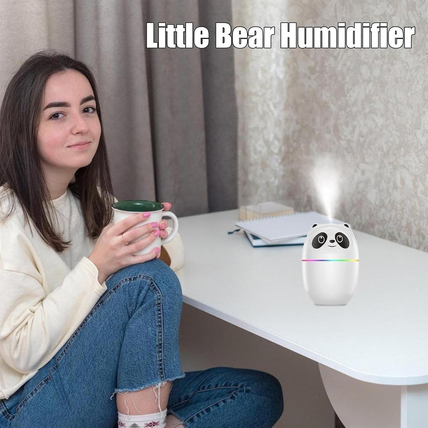 Mini Cute Panda Cool Mist Humidifier for Room Moisture