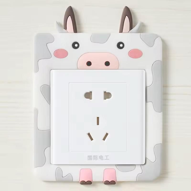 Cute Cartoon Power Socket Stickers Assorted Color (Pack of 4)